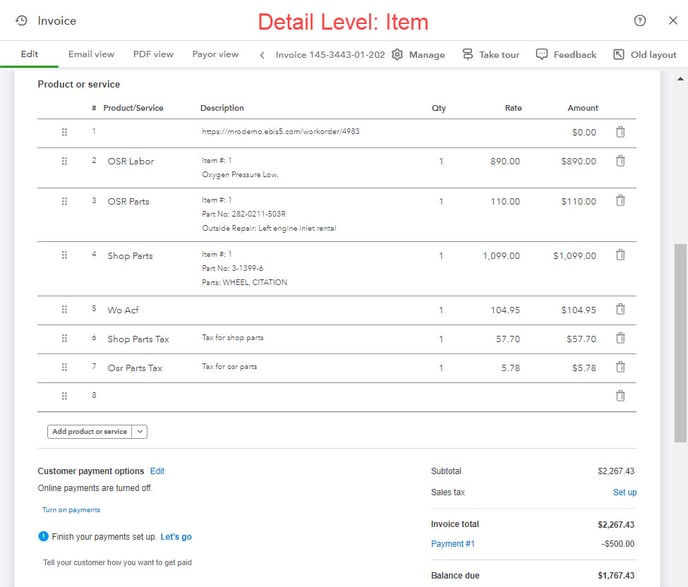 Item Detail - WO Profile