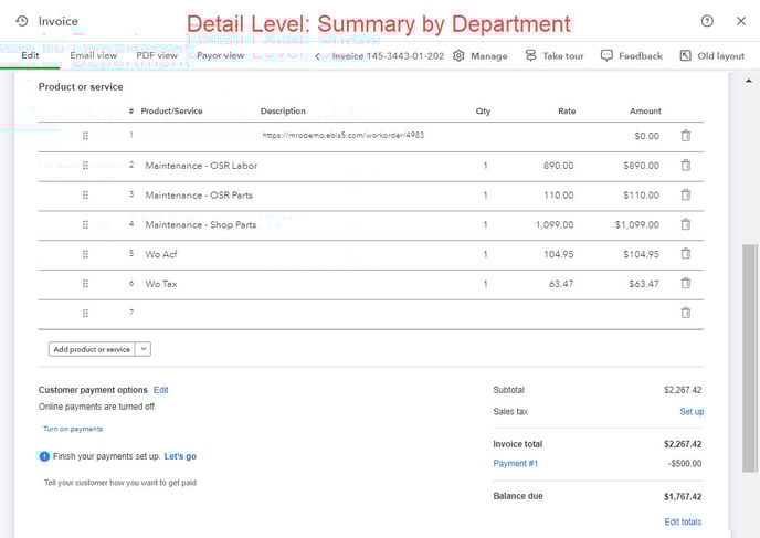 Summary by Dept Detail - WO Profile