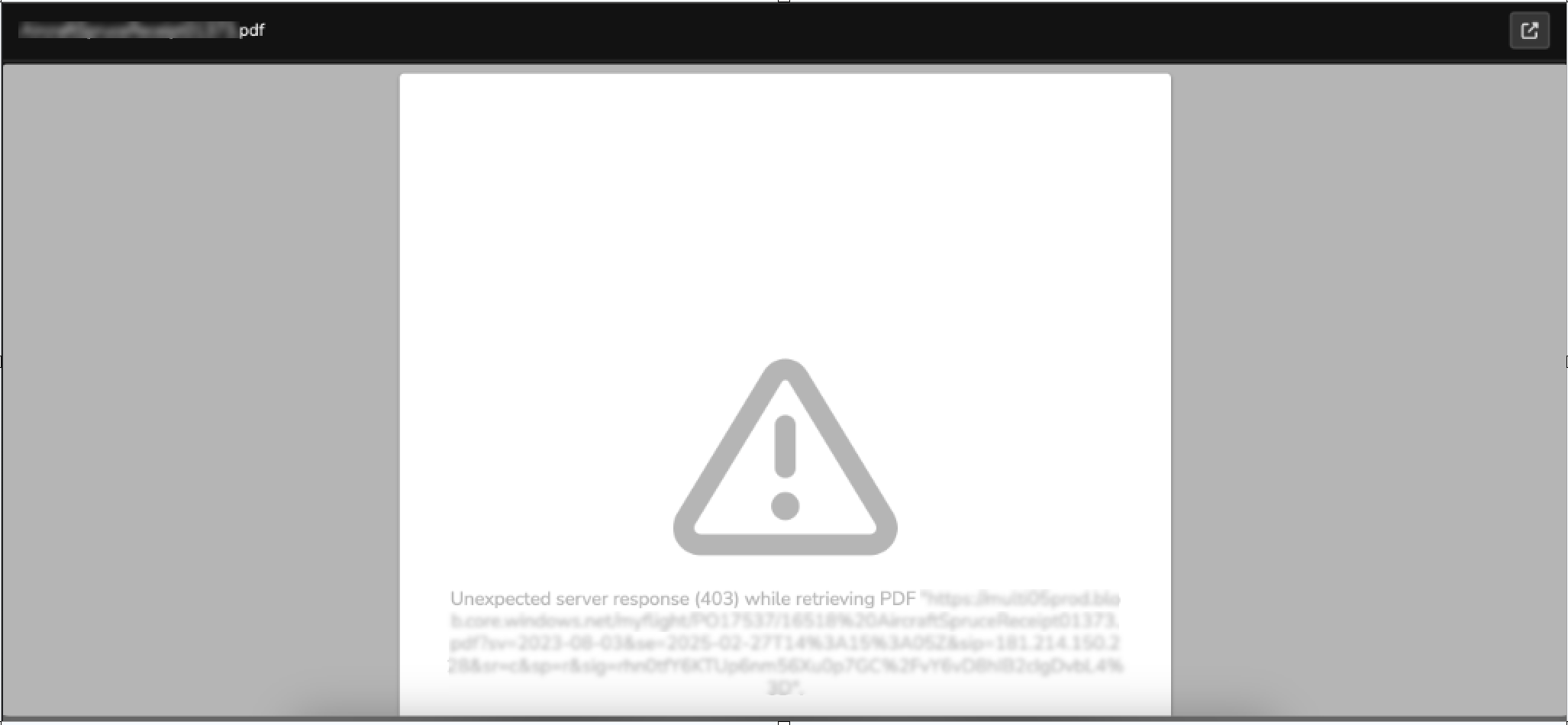 Example error screenshot