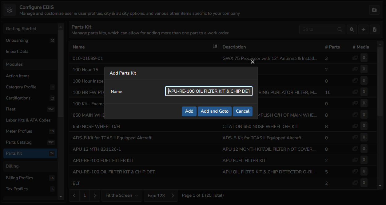 Create and Manage Parts Kits